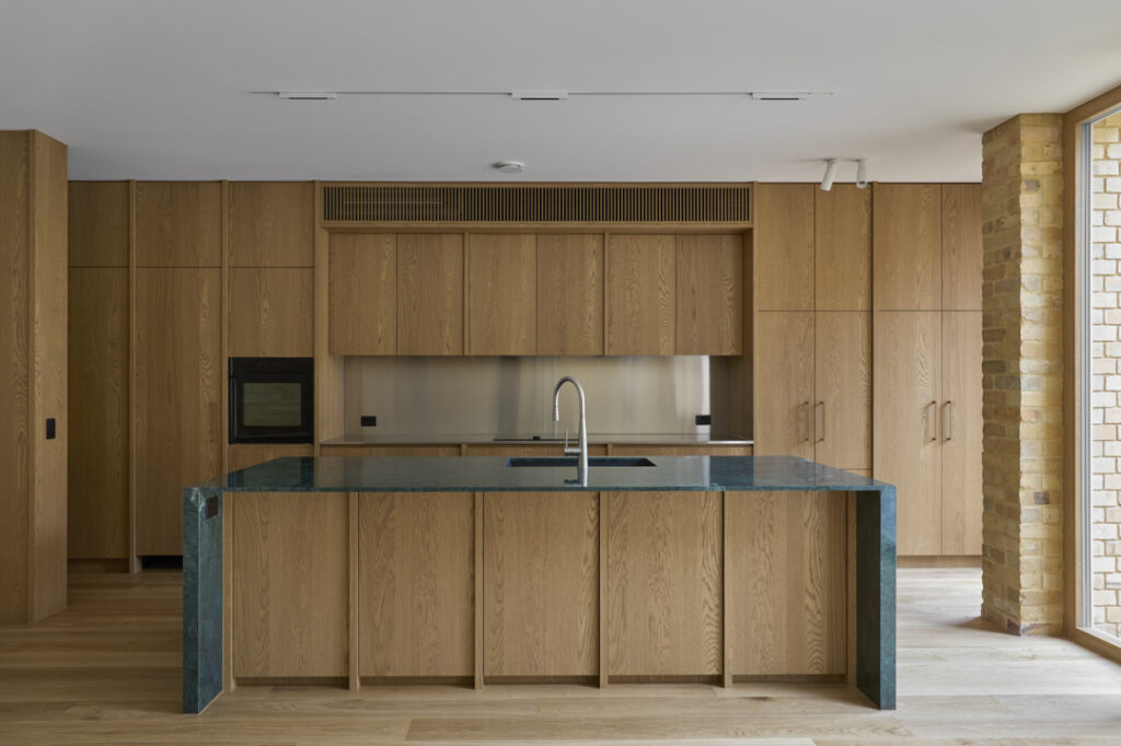 Kitchen within Fitzroy Passivhaus extension showing thermal comfort and daylighting